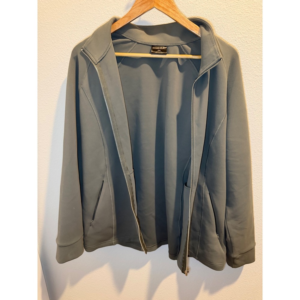 32 Degrees Heat Mens XL Full Zip Jacket Olive Green Mock Neck Activewear Layer